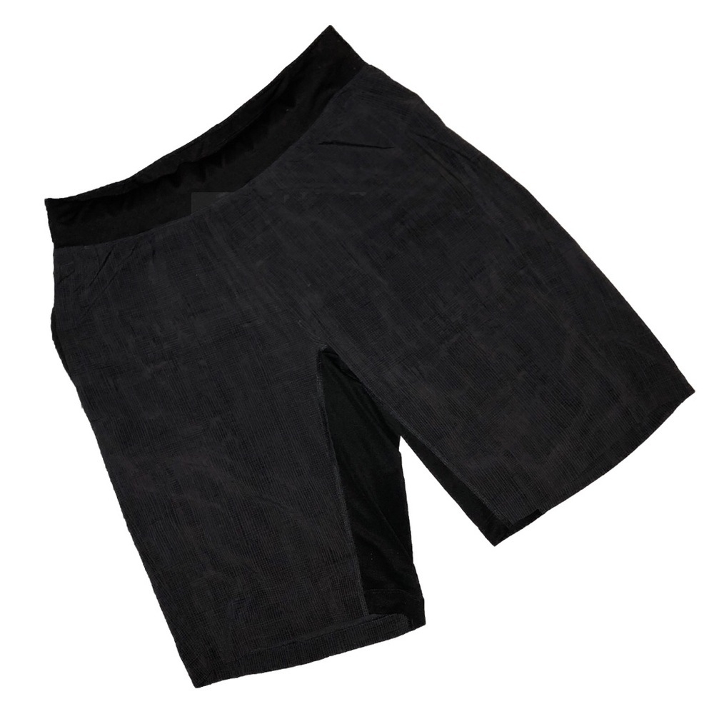 Lululemon T.H.E. Short *Linerless 11" Grid Lines Deep Coal Black Size Medium